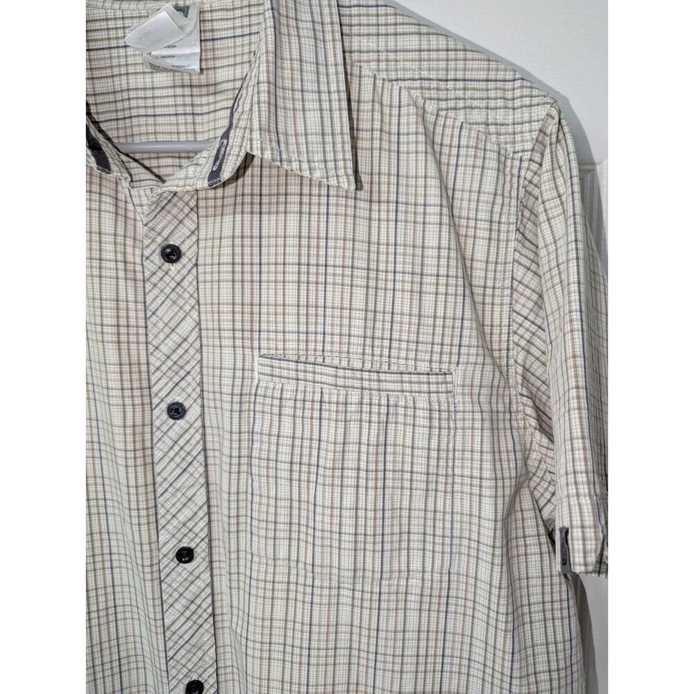 The North Face Tan Brown Plaid Button Front Short Sleeve Shirt - Men's Size L